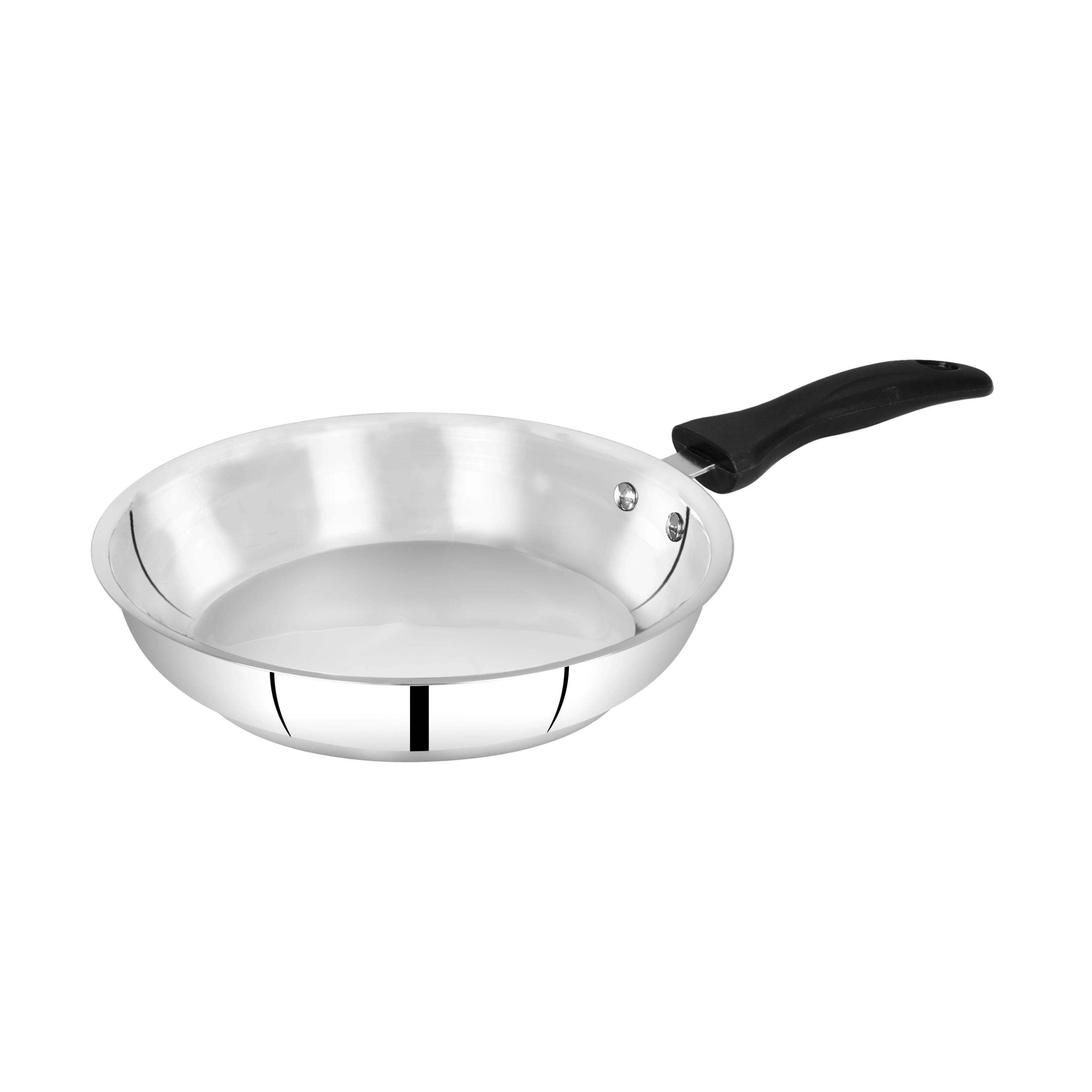 MAHAA Zen Stainless Steel Fry Pan + Lid 22 cm - Cook & Saute Curries, Dal, Pasta | Tri Ply Base | Non-stick | Gas & Induction Compatible | StayCool+ Handle and Knob| Easy Clean